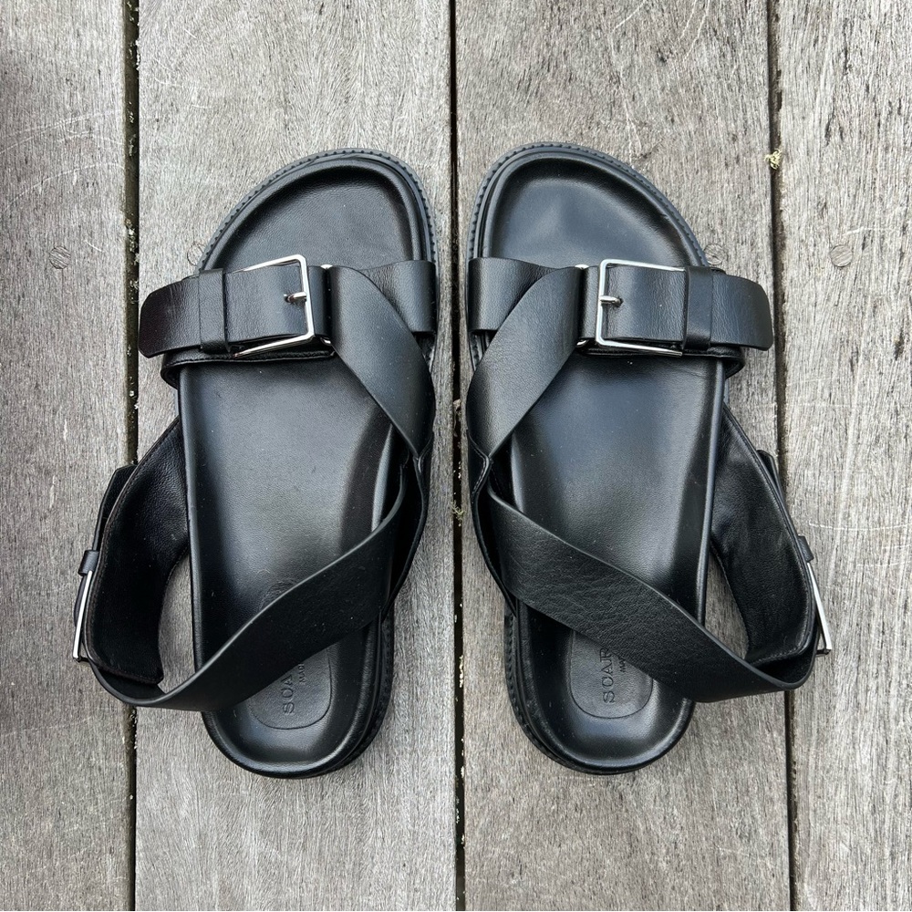 Black Leather Women's Sandals